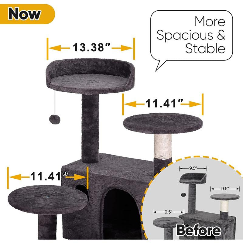 54 in Cat Tree Cat Tower for Indoor Cats Plush Cat Condo Multi-Level Cat Furniture with Scratching Post, Jumping Platform Cat Play House Activity Center Nova Microdermabrasion