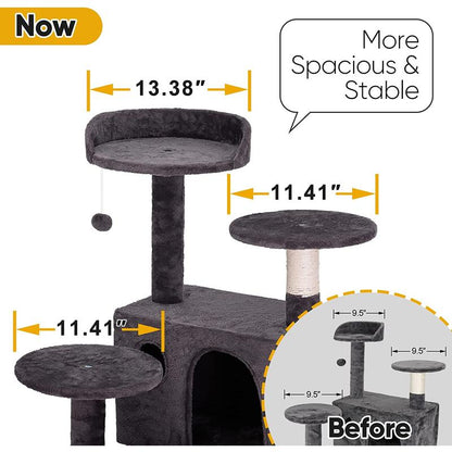 54 in Cat Tree Cat Tower for Indoor Cats Plush Cat Condo Multi-Level Cat Furniture with Scratching Post, Jumping Platform Cat Play House Activity Center Nova Microdermabrasion